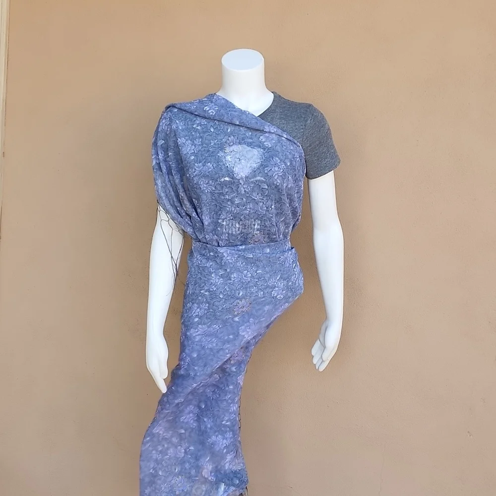 Oversized Handmade Scarf Wrap Sarong Cover Up from Indonesia Periwinkle Floral - Picture 8 of 16
